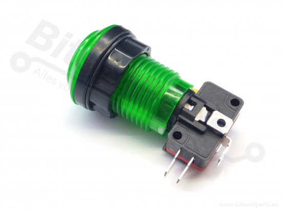 Drukcontact Arcade/Joystick transparant groen met verlichting 24,2mm